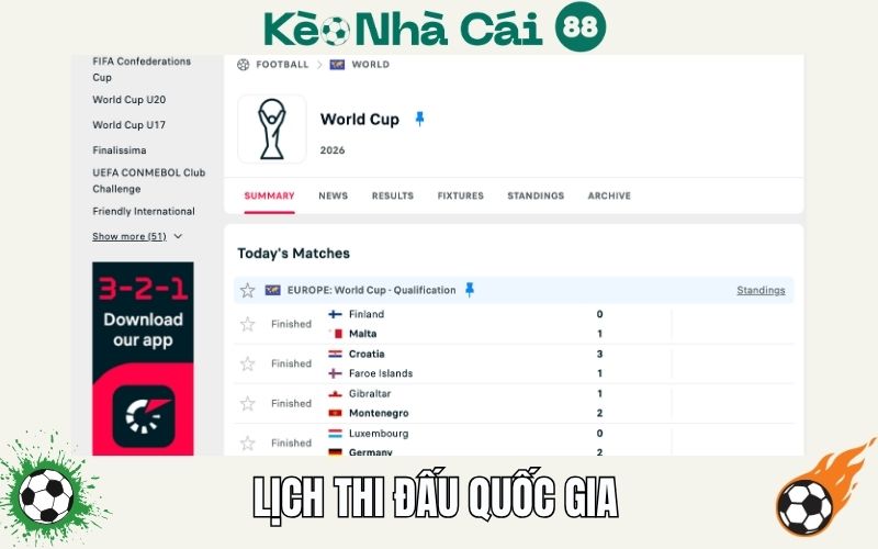 Lịch thi đấu 3 Lịch thi đấu đội tuyển quốc gia – sân chơi đỉnh cao