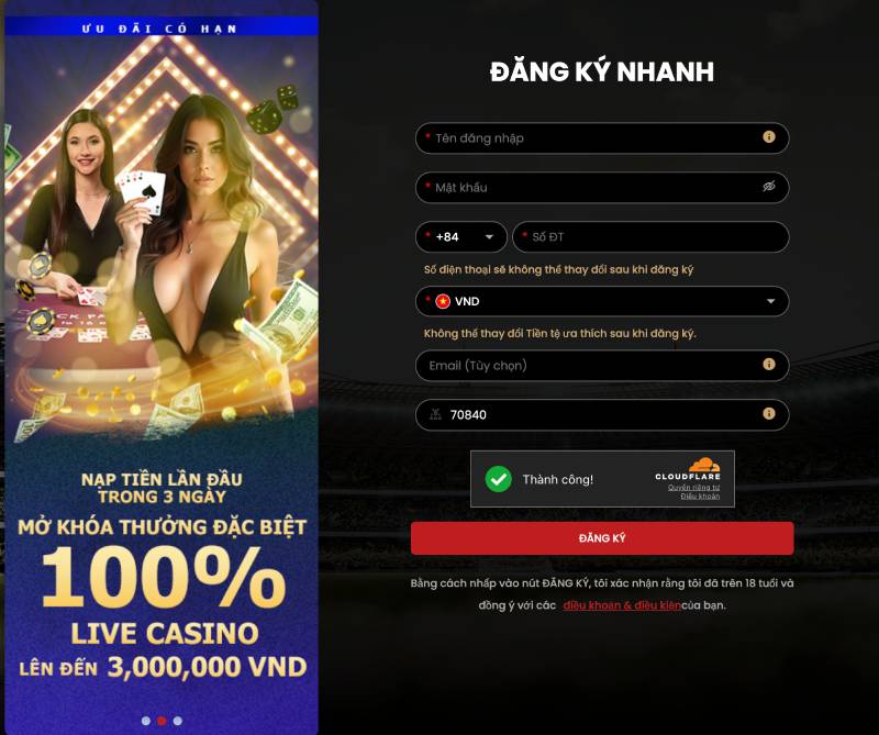 Cách Đăng Ký Nhà Cái 12bet Nhận Khuyến Mãi Cực Nhanh 2 Nhấn vào mục “Đăng ký nhanh”