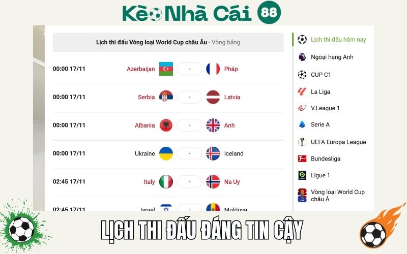 Lịch thi đấu 4 Vì sao lịch thi đấu Keonhacai88.tv đáng tin cậy?